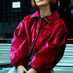 Opening Ceremony Velvet Bomber Jacket - Fuchsia